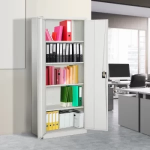 Image of Vinsetto Cool Rolled Steel Tall Office Lockable Filing Cabinet Free Standing 2 Doors 4 Internal Adjustable Shelves Bookcase Storage Large Space Unit