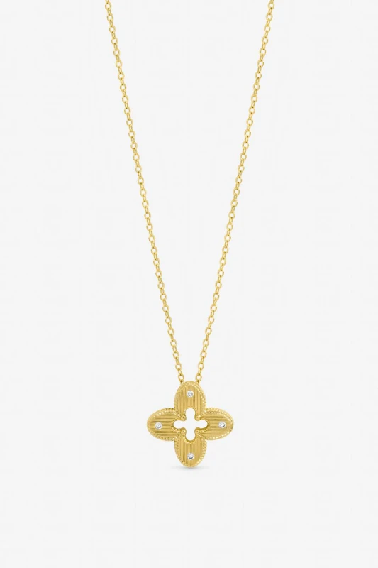 Image of Jon Richard Womens Gold Plated Textured Crystal Clover Pendant Gold Female One Size