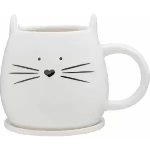 Image of Ivory Cat Mug & Coaster - Premier Housewares