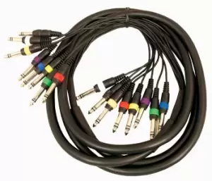 Image of "Cobra 3m 8 Way Loom With Colour Coded 1/4" 6.35mm Stereo Jacks"