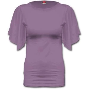 Image of Gothic Elegance Boat Neck Bat Sleeve Womens Medium Short Sleeve Top - Purple