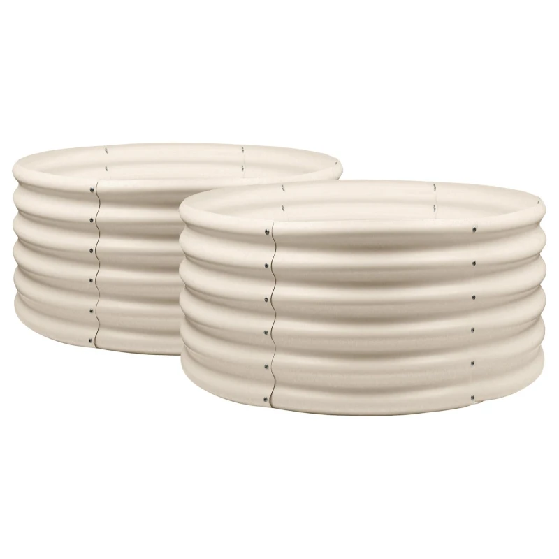 Image of Harbour Housewares Round Raised Garden Beds - 90cm x 45cm - Pack of 2 in Beige Size: 90cm x 45cm Beige Unisex 90cm x 45 cm