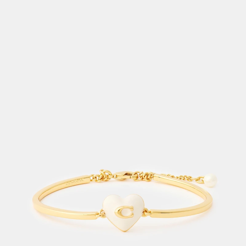 Image of Coach COACH HEART CUFF BRACELET white/gold female One Size