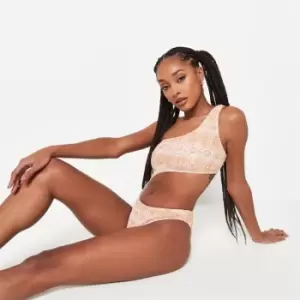 Image of Missguided Snake Print One Shoulder Crinkle Swimsuit - Orange