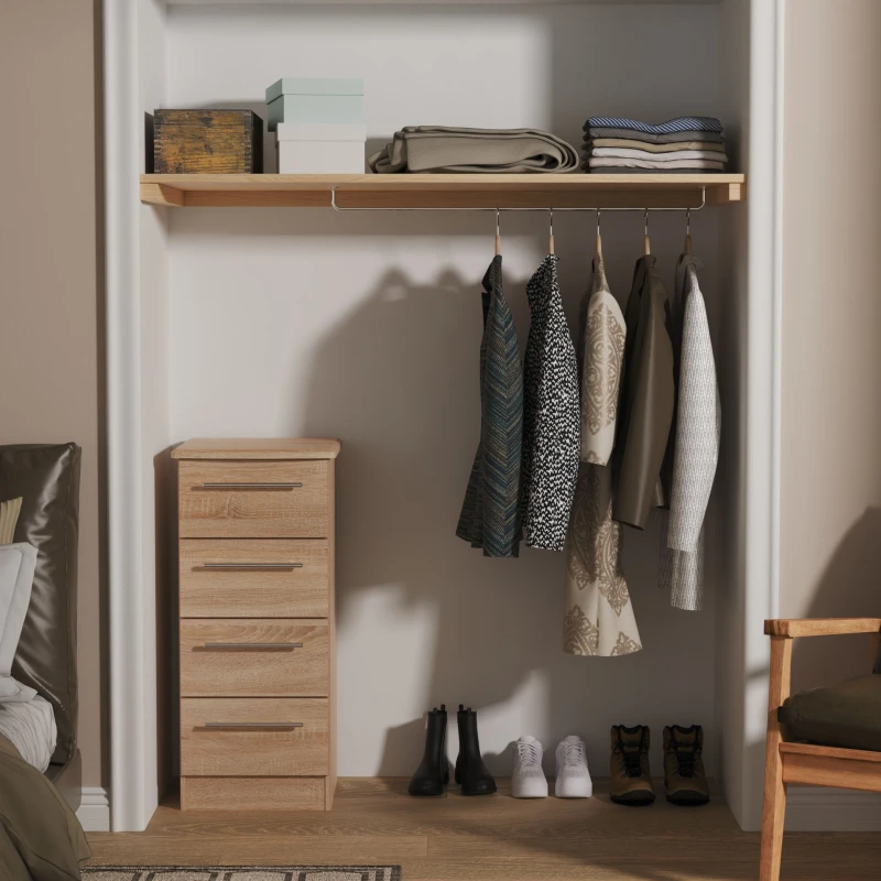 Image of Ready Assembled 2 U Carlton 4 Drawer Tallboy (Ready Assembled) in Light Oak Size: Small Light Oak Unisex Small