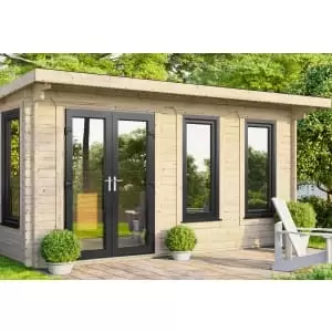 Image of Power Sheds 16 x 10ft Left Hand Door Pent Notched Logs Log Cabin