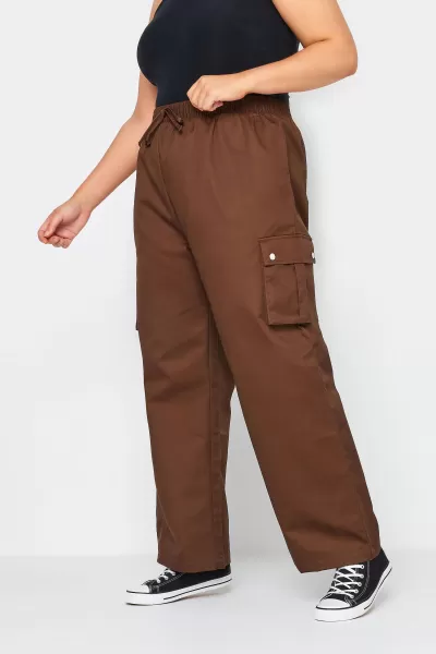 Image of Plus Size Wide Leg Woven Cargo Trousers