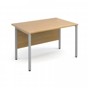 Image of Maestro 25 SL Straight Desk 1200mm x 800mm - Silver H Frame OAK top