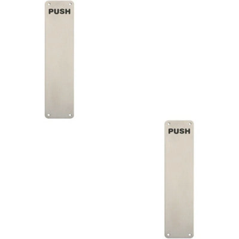 Image of Loops 2x Push Engraved Door Finger Plate 350 x 75mm Satin Stainless Steel Push Plate Metallics