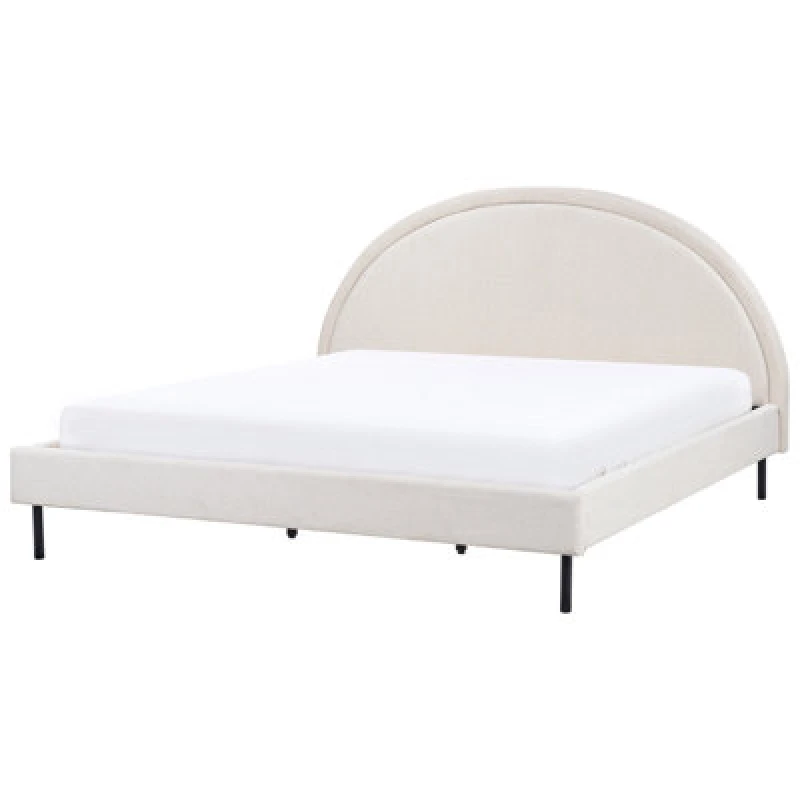 Image of Beliani Bed Fabric Margut 180 X 200 Cm (Eu Super King) Light Beige