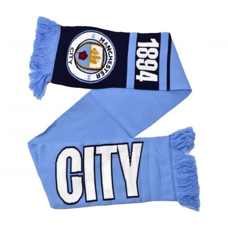 Image of Manchester City FC Mens Nero Scarf in Mid Blue Mid Blue Male One Size