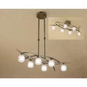 Image of Loop Convertible Telescopic Semi-Ceiling Light 6 Bulbs G9 ECO, antique brass