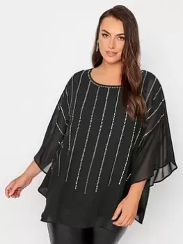Image of Yours Diamante Floaty Cape Top