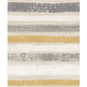 Image of Arthouse Painted Stripe Ochre Wallpaper 10.05m x 53cm