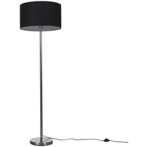 Image of Minisun - Charlie Stem Floor Lamp in Chrome with Reni Shade - Black