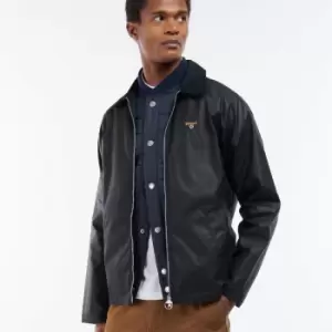 Image of Barbour Mens College Wax Jacket - Navy/Ivy Tartan - M