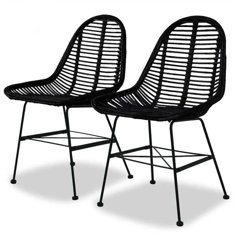 Image of VIDAXL Dining Chairs 2 pcs Black Natural Rattan Vidaxl 244571