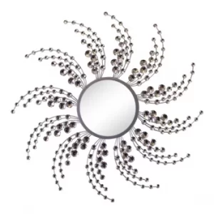 Image of Silver Metal Jewelled Swirl Design Mirror