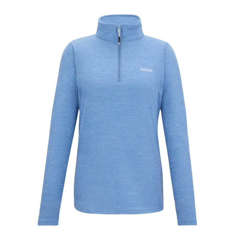 Image of Regatta Womens Sweethart Marl Half Zip Walking Fleece in Light Blue Size: 8 Light Blue Female 8