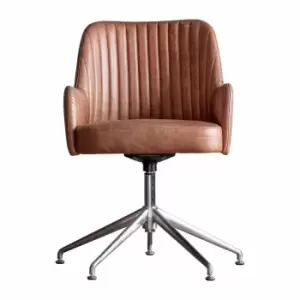 Image of Crossland Grove Canning Swivel Chair Vintage Brown Leather
