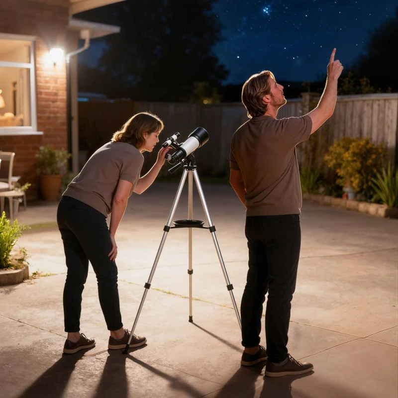 Image of OUTSUNNY Refractor Astronomy Telescope with 70 mm Aperture, Carry Bag, White White Unisex