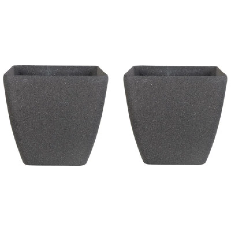 Image of Beliani Set Of 2 Plant Pots Zeli 34cm Dark Grey