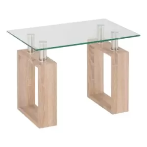 Image of Seconique Milan Lamp Table - Light Sonoma Oak/Glass