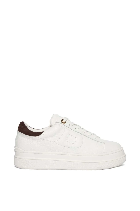 Image of Dune London Womens 'Eden' Leather Trainers in White Size: 5 White Female 5