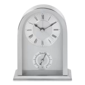 Image of WILLIAM WIDDOP Arched Silver Aluminium Mantel Clock