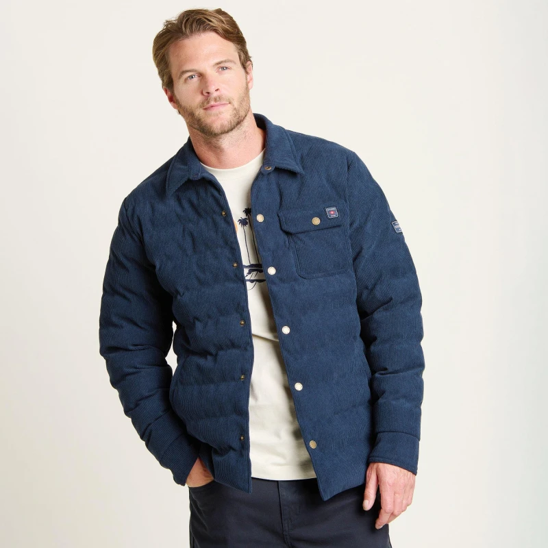 Image of Brakeburn Quilted Corduroy Shacket Blue