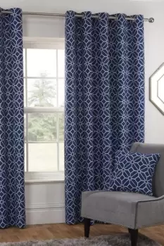 Image of Kelso Geometric Fully Lined Eyelet Curtains