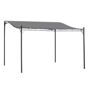 Image of Outsunny 4 x 3 Meters Canopy Metal Wall Gazebo Awning Garden Marquee Shelter Door Porch - Grey