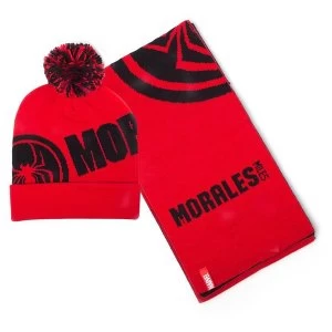 Image of Marvel Comics - Spider-Man Miles Morales Unisex Bobble Beanie & Scarf Gift Set - Red/Black