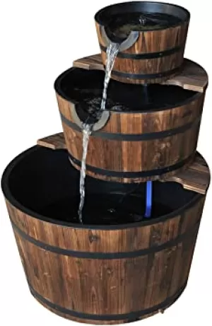 Image of Outsunny Wooden Water Pump Fountain, 3 Tier-Fir Wood/Steel