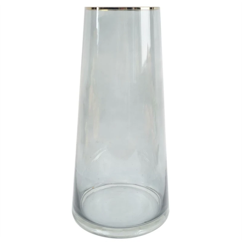 Image of Leaf 28cm Gold Rim Smoke Grey Glass Vase Grey unisex