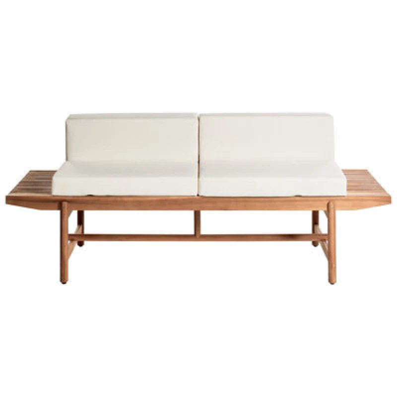 Image of Beliani Garden Bench With Cushion Giaveno 210 Cm Acacia Wood Off-White