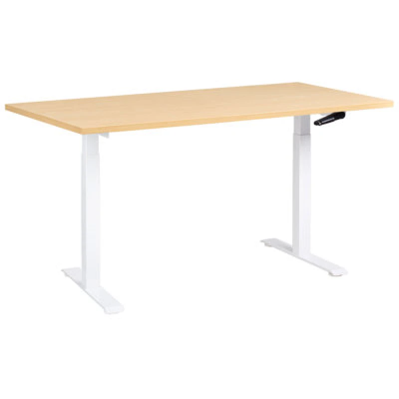 Image of Beliani Manual Adjustable Standing Desk Destines Light Brown/ White 160 Cm 72 Cm