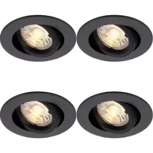 Image of 4 PACK Directional Tilting Ceiling Downlight - 50W GU10 Reflector - Matt Black