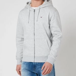 Image of Tommy Jeans Mens Regular Fleece Zip Hoodie - Light Grey Heather - S