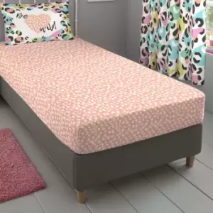 Image of Bedlam Kids Be Wild Animal Print Reversible Fitted Sheet, Coral, Single