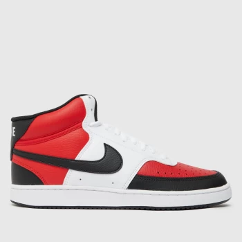 Image of Nike Black & Red Court Vision Mid Trainers