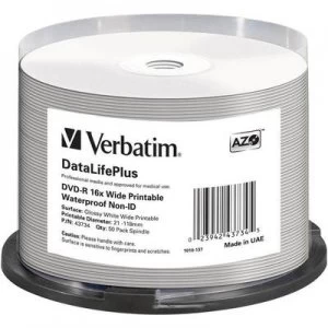 Image of Verbatim 43734 Blank DVD-R 4.7 GB 50 pc(s) Spindle Printable