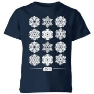 Image of Star Wars Snowflake Kids Christmas T-Shirt - Navy - 11-12 Years