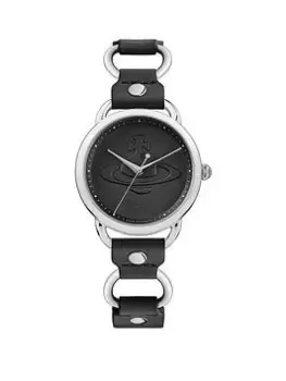 Image of Vivienne Westwood Carnaby Stainless Steel & Leather Ladies Watch, Black, Women
