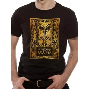 Image of Crimes Of Grindelwald - Gold Foil Book Cover Mens Medium T-Shirt - Black