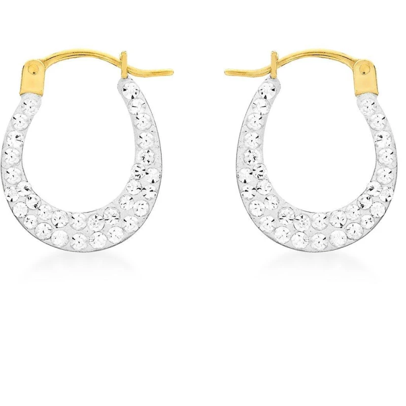 Image of Be You 9ct Gold Mini Crystalique Hoops Gold female One Size