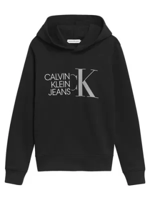Image of Calvin Klein Jeans Boys Hybrid Logo Hoodie - Black - 14 Years