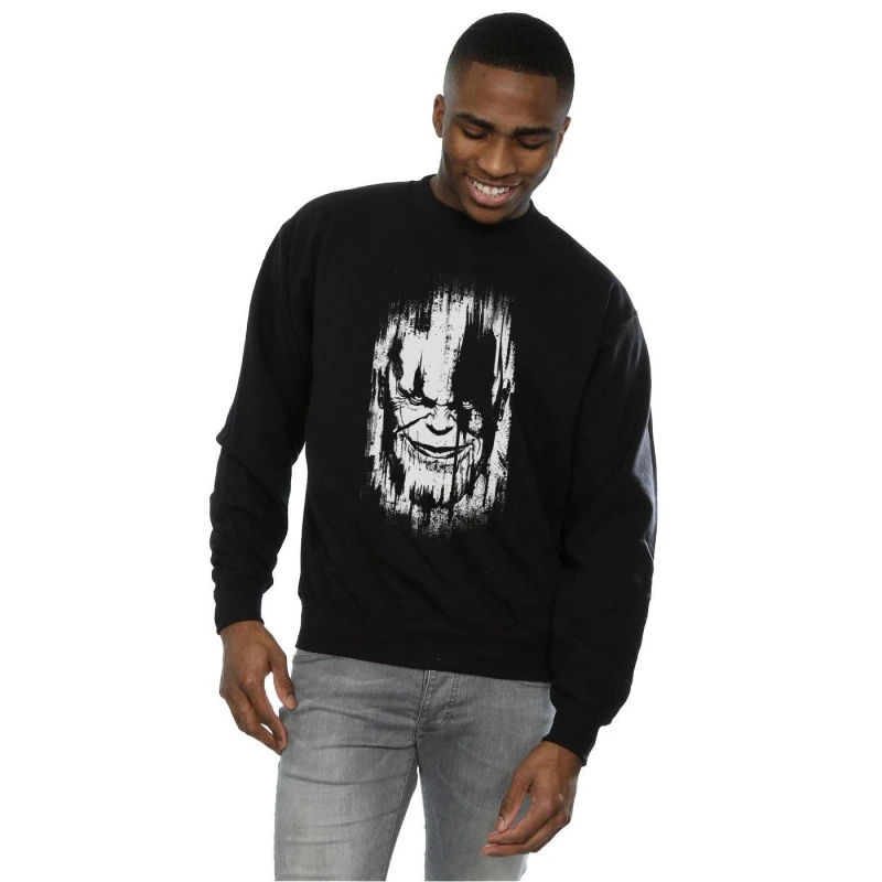 Image of Marvel Marvel Men Avengers Infinity War Thanos Face Sweatshirt in Black Size: Small Black S Male 5057736693650