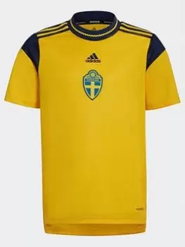 Image of adidas Sweden 21/22 Home Jersey, Yellow, Size 11-12 Years