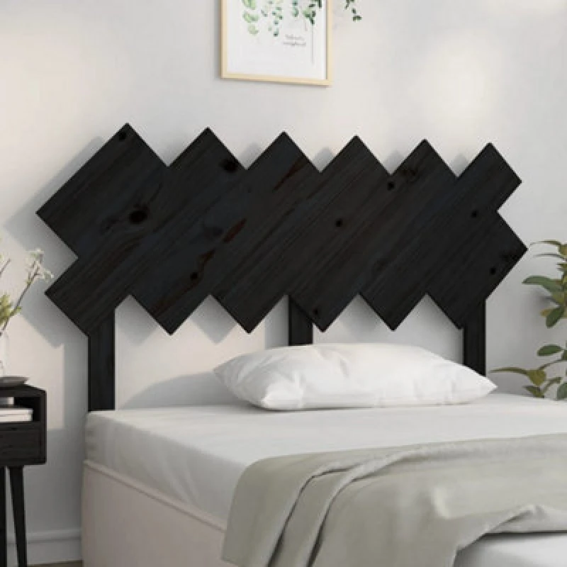 Image of Vidaxl Bed Headboard Black 132X3X81cm Solid Wood Pine, Black 819219